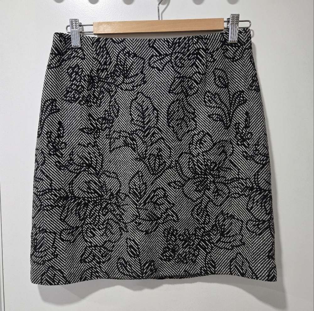 Joe Fresh Grey Floral Wool Skirt